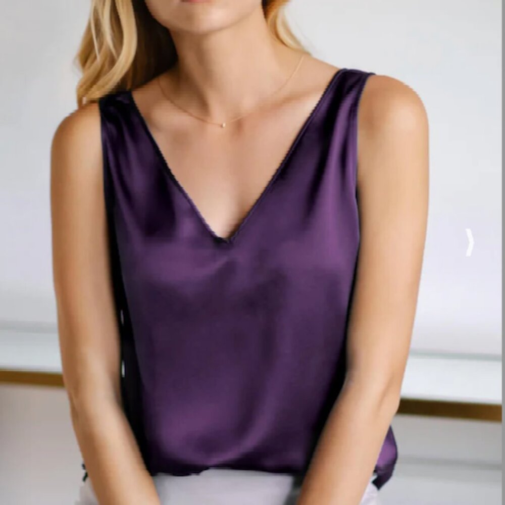 Ravella Luxury silk tank, purple, size Large